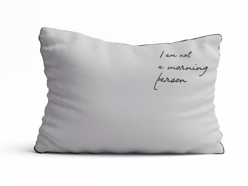 Poszewka I am not a morning person Szara haftowana poszewka I am not morning person